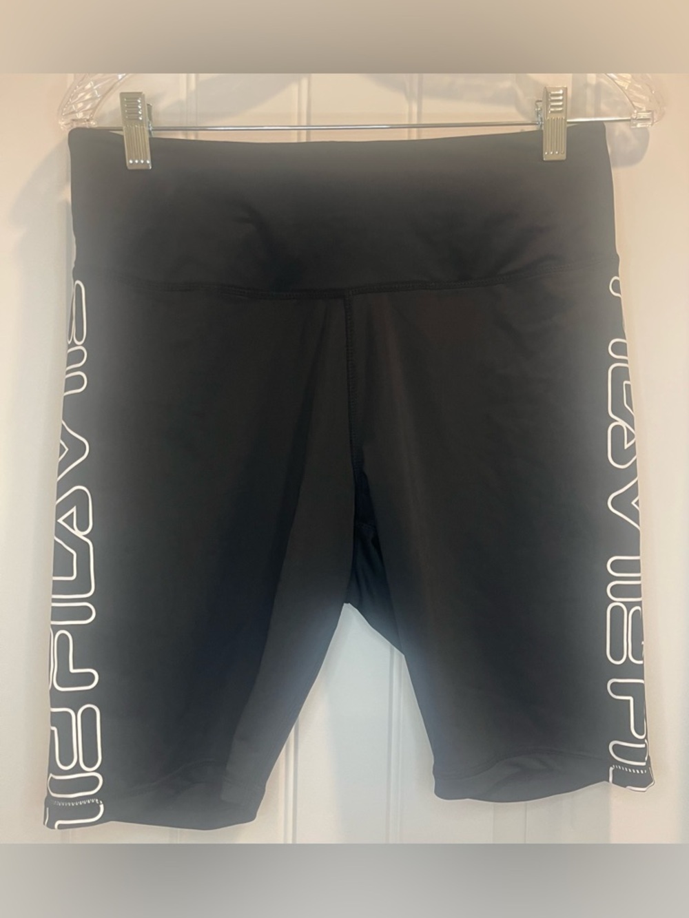 EUC FILA Black Bike Shorts with White Side Logo